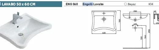 ALVİT ALVİT CARE ENGELLİ LAVABO 60X50 CM PLT:6 AD