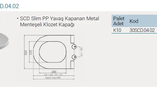 ALVİT SCD SLİM PP YAVAŞ KAPANAN METAL MENTEŞELİ KAPAK