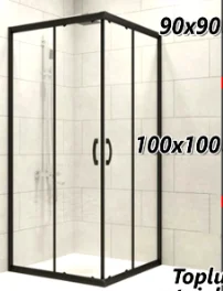 AVOSBANYO 100X100 KARE ŞEFFAF 5MM SİYAH PROFİL PRACTİCO