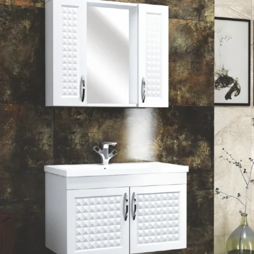 AVOSBANYO ALBATROS 80 CM BEYAZ ASMA BANYO DOLABI MOBİLYASI TAKIMI (KARE)