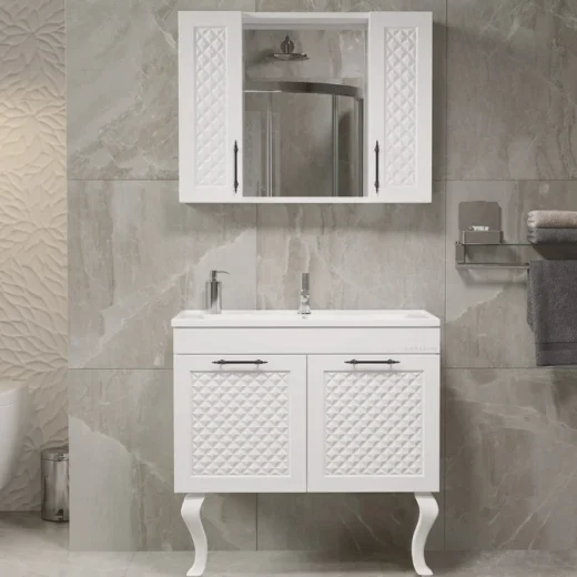 AVOSBANYO EBRU 65 CM BEYAZ BANYO DOLABI MOBİLYASI TAKIMI