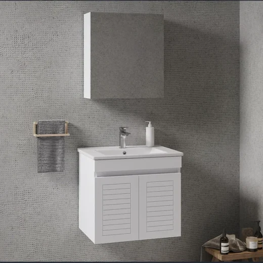 AVOSBANYO LUNA 55 CM BANYO DOLABI MOBİLYASI TAKIMI BEYAZ KAPAK