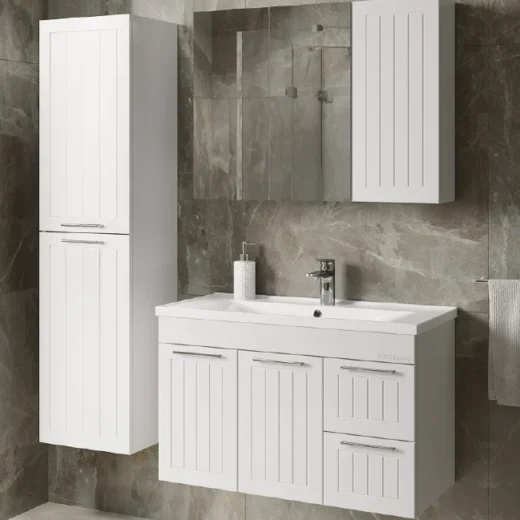 AVOSBANYO ÖZGE 100 CM ANTRASİT BANYO DOLABI MOBİLYASI TAKIMI