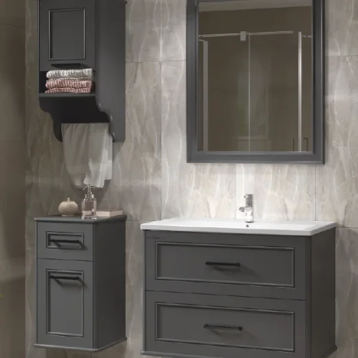 AVOSBANYO SUDE 80 CM BEYAZ BANYO DOLABI MOBİLYASI TAKIMI