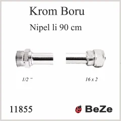 M.CNC 16*2 90 CM DÜZ RAKORLU KROM ÇUBUK RAD.BORU - Adet
