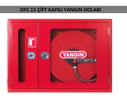 OCAKLAR 1" 30 MT HRT 2" VANALI SIVA ÜSTÜ SAC KAPAK ÇİFT KAPILI TÜP BÖLMELİ YANGIN DOLABI 1000*750*220 MM